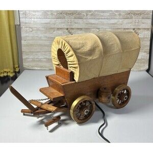 Vintage Wooden Conestoga Covered Wagon Table Lamp Western Americana Simmons